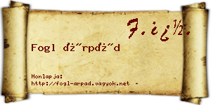 Fogl Árpád névjegykártya
